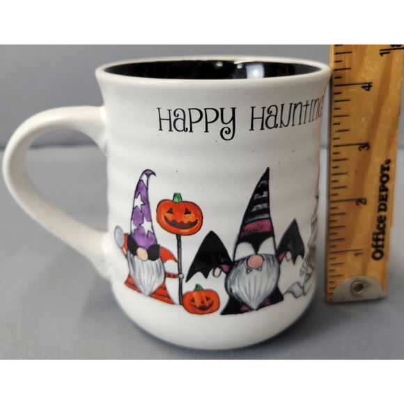 Cobwebs & Cauldrons Happy Haunting Gnomes Mug Coffee Cup Costumes 16oz Ribbed - Picture 8 of 10
